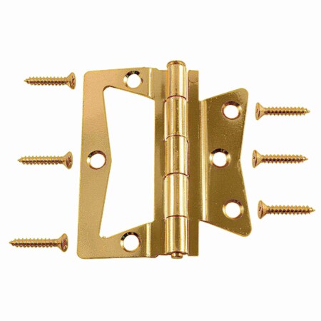 Midwest Fastener 3-1/2 Brass Plated Steel Non-Mortise Hinges 2PK 37362